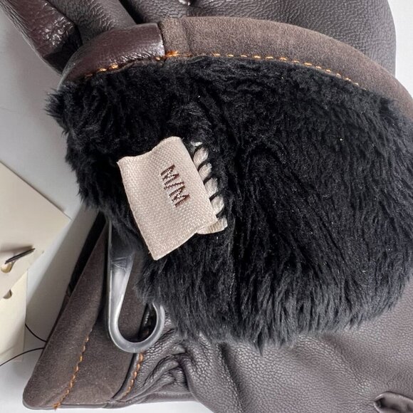 UGG Mens Leather Fur Lined Gloves Brown NEW - Picture 3 of 4